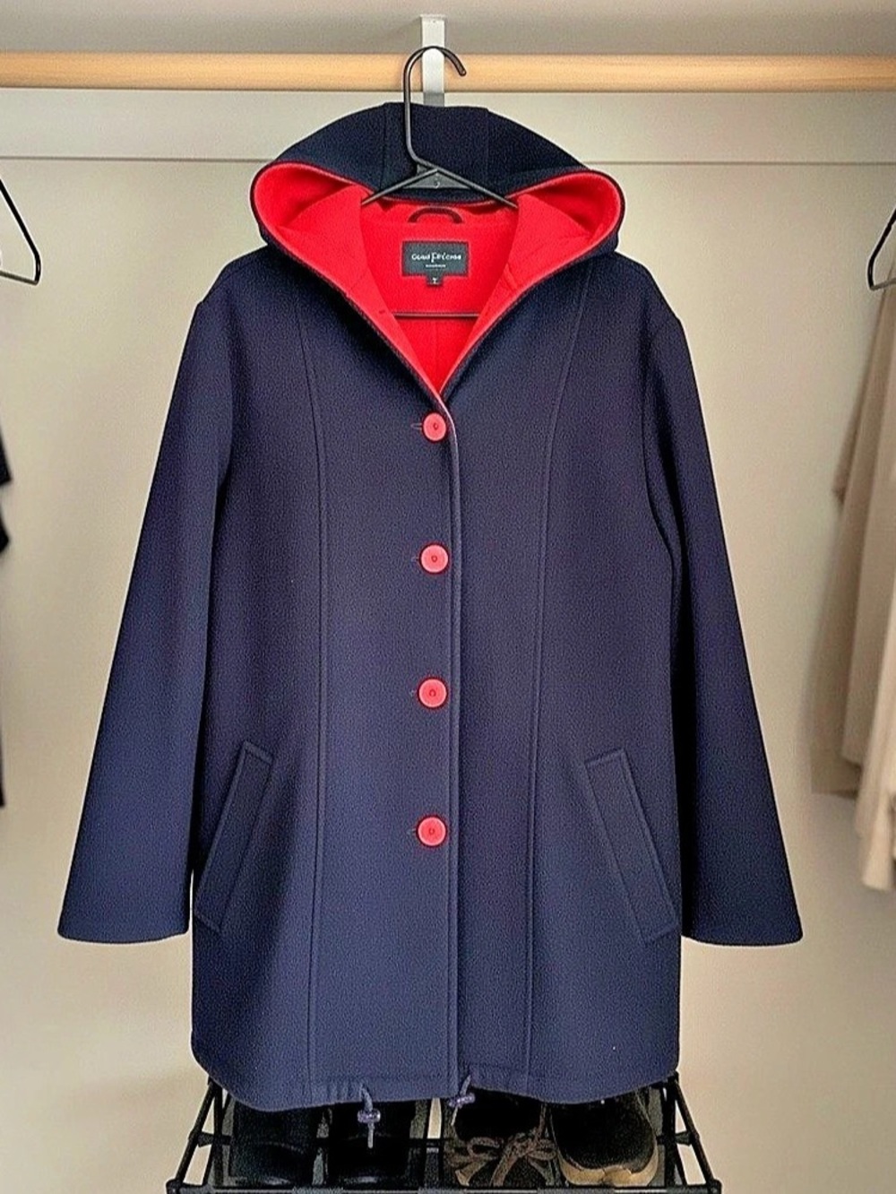 Mackintosh Westcoat Wool Hooded Coat Blue Size 12